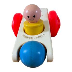 Vintage 1975 Fisher Price Click N Clatter #417 Car & Little Big People Baby Toy